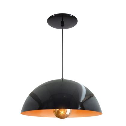 Imagem de Luminária Pendente Meia Lua 40cm Com Interior Laranja Fiação 110/220v