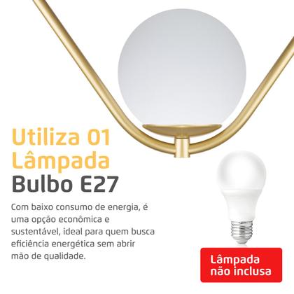 Imagem de Luminária Pendente Moderno Balance Dourado Globo Fosco 15cm