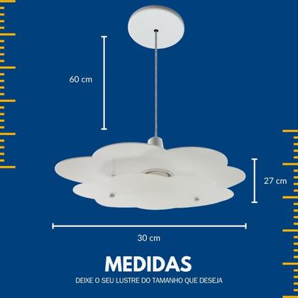 Imagem de Luminária Pendente Nuvem Infantil Branca Céu Quarto Criança Bebê Teto Bivolt E27