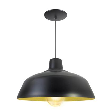 Imagem de Luminária Pendente Retro 34cm Com Interior Amarelo Com Fiação 110/220v