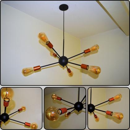 Imagem de Luminária Pendente Sputnik 06 Hastes Moderno Elegante Bivolt 110v / 220v  Mesa de Jantar, Sala, Quarto