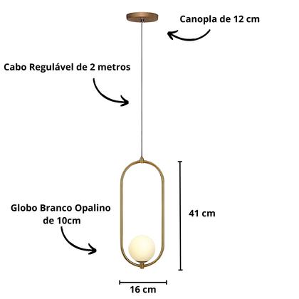 Imagem de Luminaria Pendente Teto Oval Arco Jabuticaba Dourado Fosco