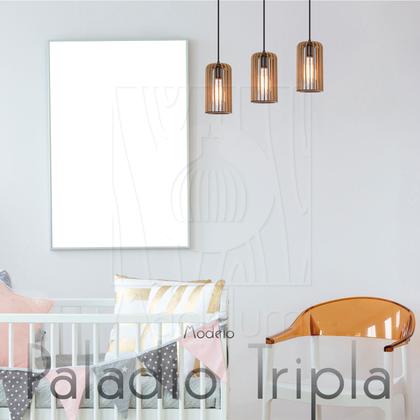 Imagem de Luminária Pendente Triplo Madeira Paladio CQ Rústico Sala