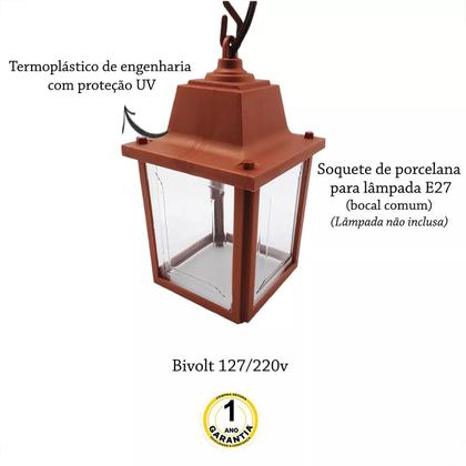 Imagem de Luminária Pendente Vintage Cobre Colonial Externo Acl95