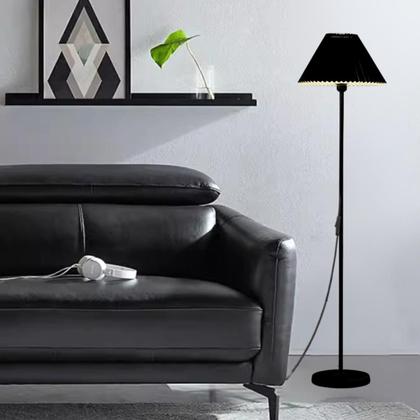 Imagem de Luminária Piso Chão Coluna 148cm Metal Cúpula Plissada Gimpo KJTD-720