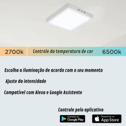 Imagem de Luminária Plafon Painel de LED Inteligente Smart Wi-Fi 24W Quadrado Sobrepor - Taschibra