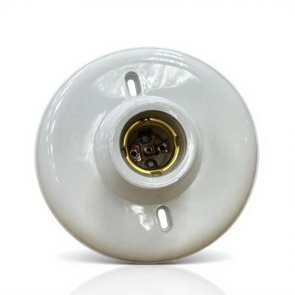 Imagem de Luminaria Plafonier Plafon Branco Com Bocal de Porcelana Soquete E27 Para Lampada