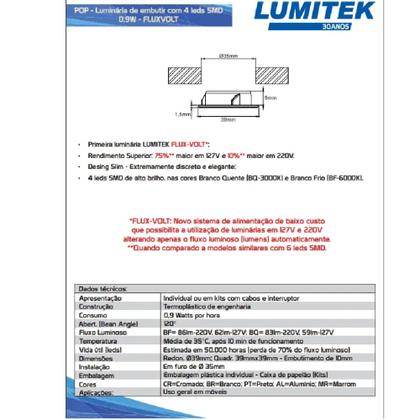Imagem de Luminária POP Quadrada 3000k Branco Quente Flux-Volt Lumitek-Cores