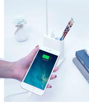 Imagem de Luminária Porta Lápis Usb Touch com Carregador Celular