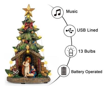 Imagem de Luminária Presépio Natalino Luz Enfeite Árvore Natal 30cm