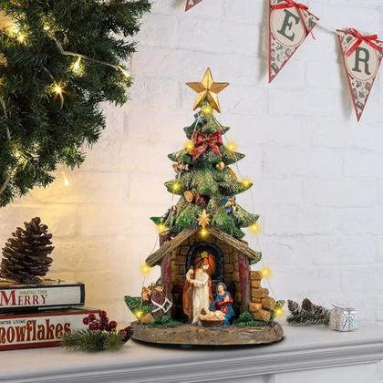 Imagem de Luminária Presépio Natalino Luz Enfeite Árvore Natal 30cm