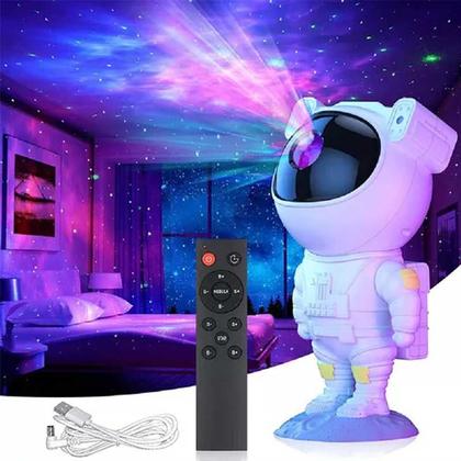Imagem de Luminária Projetor de Luz Astronauta Galáxia Bluetooth com Musica Caixa de Som Céu Estrelado RGB