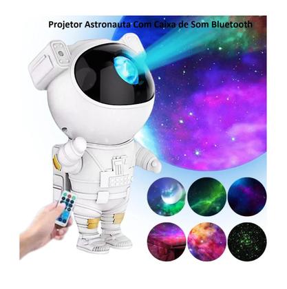 Imagem de Luminária Projetor De Luz Astronauta Lua Estrelas Galáxia Com Caixa de Som