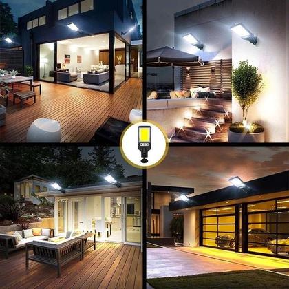 Imagem de Luminária Pública Luz Solar Externo 108 LEDS Com Controle Remoto Refletor LED Transparente Sensor De Movimento Ajustável