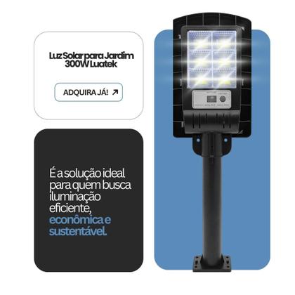 Imagem de Luminaria Refletor de Luz com carregamento Solar e sensor de movimento (300w) - Luatek