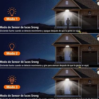 Imagem de Luminária Refletor Lâmpadas Solar Led Externa Sensor 138 leds Trio Jardim 270
