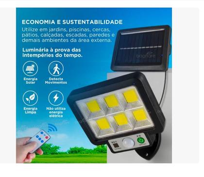 Imagem de Luminária Refletor Solar 200w Sensor Movimento C/controle