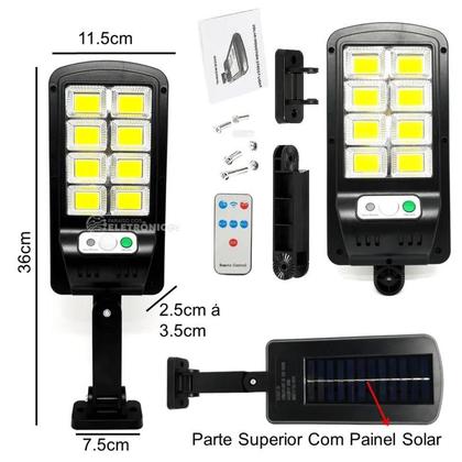 Imagem de Luminária Refletor Solar Parede 400w Cob Sensor Presença Bateria Lítio 18650 LKY0035