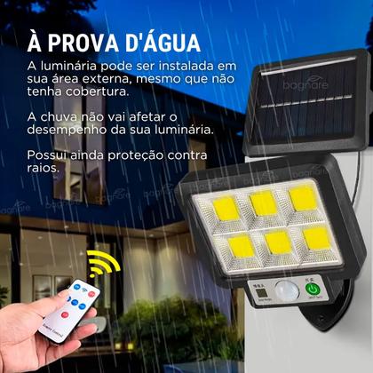 Imagem de Luminária Refletor Solar Sensor Lançamento com controle Remoto ip65