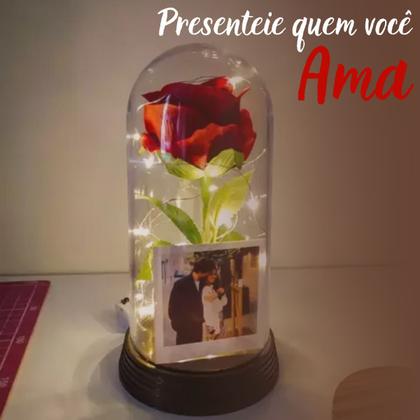 Imagem de Luminária Rosa Encantada A Bela E A Fera 24x12cm Disney Cor Da Estrutura Preto Cristalizada