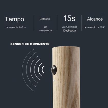 Imagem de Luminaria Sensor Movimento Detecta Presença Bastao Led Recarregavel USB Luz Parede Quarto Sala Casa Base Magnetica