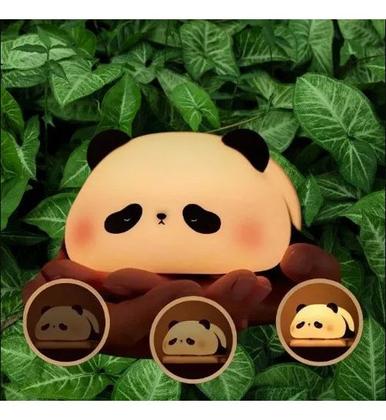 Imagem de Luminária Silicone Noturna Sensor Toque Panda Recarregável