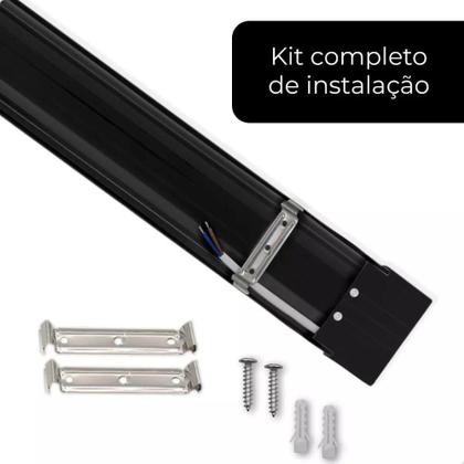 Imagem de Luminária Slim Preta LED Linear Sobrepor 60cm 18W 6500k