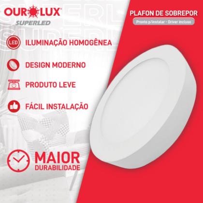 Imagem de Luminária Sobrepor Redondo 12w Bivolt 6500k Ourolux
