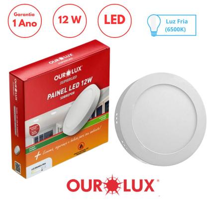 Imagem de Luminária Sobrepor Redondo 12w Bivolt 6500k Ourolux