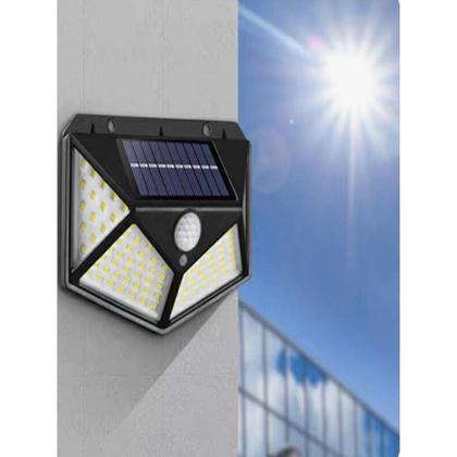 Imagem de Luminária Solar 100 Led Com Sensor Para Jardim Externa Prova D'água Luz Led Solar Lâmpada