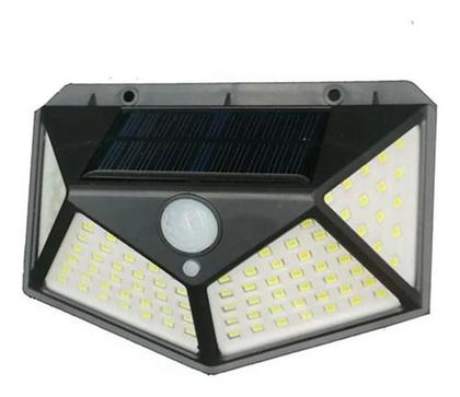Imagem de Luminaria Solar 100 leds branco quente Sensor de Movimento Presença Kit 10 Uni 3 Funçoes Lampada Iluminaçao