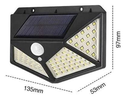 Imagem de Luminaria Solar 100 leds branco quente Sensor de Movimento Presença Kit 10 Uni 3 Funçoes Lampada Iluminaçao