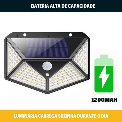 Imagem de Luminária Solar 100 Leds Com Sensor De Movimento Barata