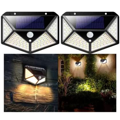 Imagem de Luminária Solar 100 Leds Para Parede Prova D'Água