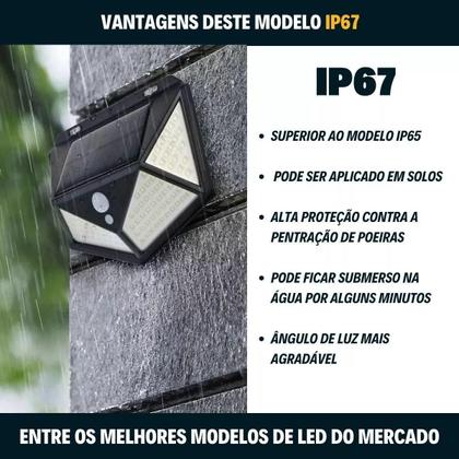 Imagem de Luminária Solar 100 Leds Preto Jardim Automática