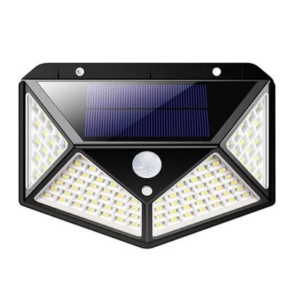 Imagem de Luminaria Solar 100 Leds Sensor Movimento Kit 5 Unid Andarela Parede 3 Funçoes Aprova DAgua Resistente Casa Luz Externa Segurança Garagem