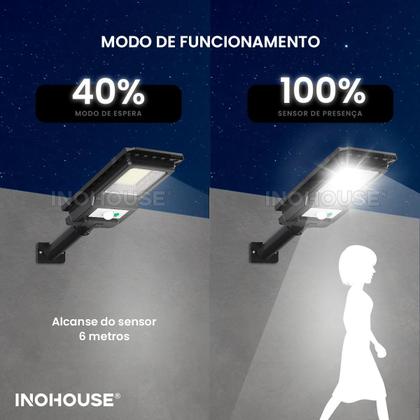 Imagem de Luminaria Solar 100W Autonoma Poste Led Potente 12h Branco Frio Kit Completo Preta IP65