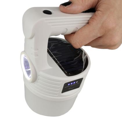 Imagem de Luminaria Solar 2 Em 1 Laterna Gancho Duplo Led Pendura Portatil Multiuso Camping A prova Agua Resistente Acampamento Iluminaçao Externa Sos Lampada