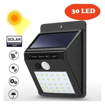 Imagem de Luminária Solar 30 Leds Sensor De Movimento Prova D'Agua