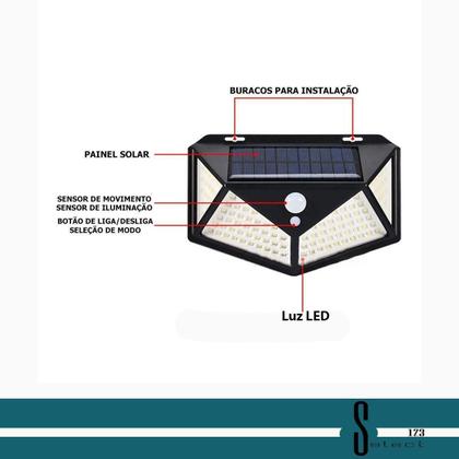 Imagem de Luminária Solar 4 Placas 100 Leds Operação De Parede