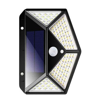 Imagem de Luminaria Solar Arandelas Parede Sensor Movimento 100 Leds 3 Funçoes Kit 4 Und Casa Iluminaçao Externa Luz Segurança Detecta presença
