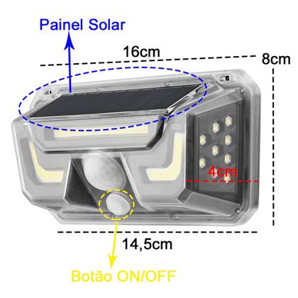 Imagem de Luminaria Solar Bion Spot Sensor Movimento Led Iluminaçao Decoraçao Lampada Parede Detecta Presença Jardim Quintal