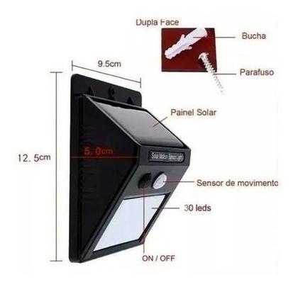 Imagem de Luminária Solar c/ Sensor de Presença, 30 LEDs