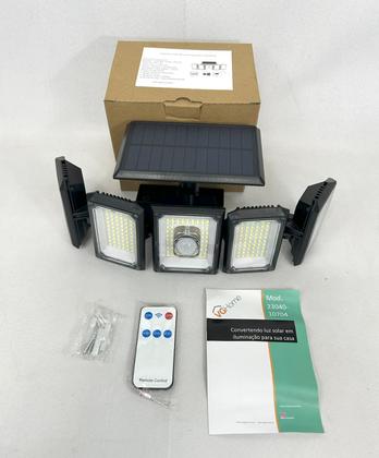 Imagem de Luminária Solar com Sensor e Controle Remoto 300 Leds 5 cabeças placa acoplada