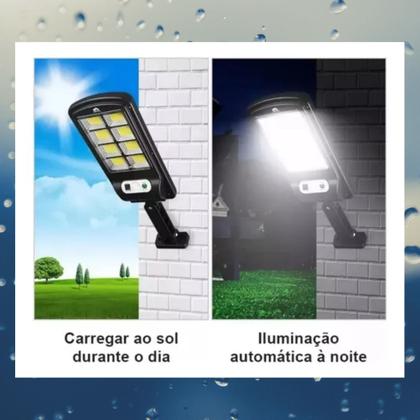 Imagem de Luminária Solar de Led Poste de Luz Externa para Jardim Recarregável Com sensor de Movimento 100W