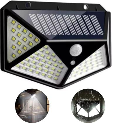 Imagem de Luminária Solar De Muro 100 Leds Solar Balizador Jardim Cor Preto