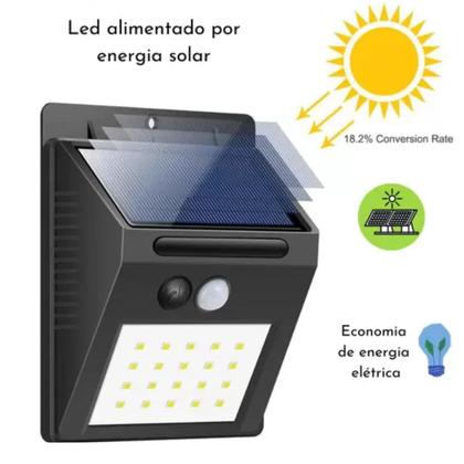 Imagem de Luminária Solar de Parede com Sensor Led Carregado a Luz Solar