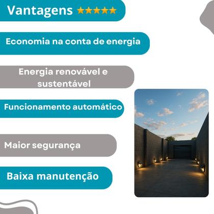 Imagem de Luminária Solar Jardim Compacta Original Com Sensor Moderno