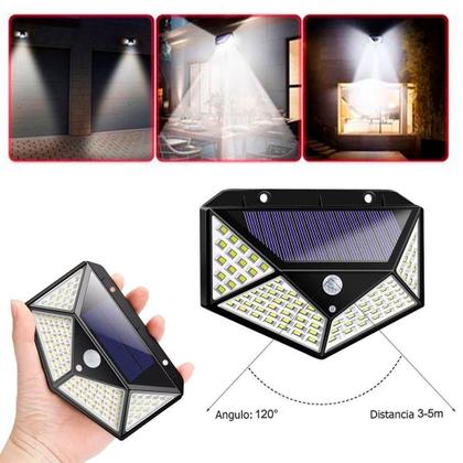 Imagem de Luminária Solar Lâmpada 100 Led Com Sensor Movimento Jardim