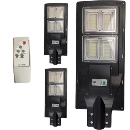 Imagem de luminaria Solar Led 240w Poste KIT 3UND Controle e Sensor Paredes Barras Ruas Iluminaçao Jardins